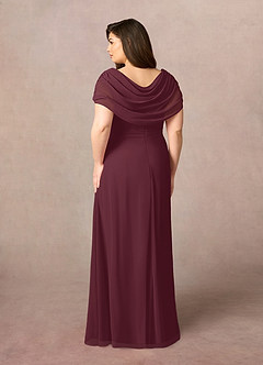 Azazie Mary Mother of the Bride Dresses Cabernet A-Line Side Slit Chiffon Dress image8