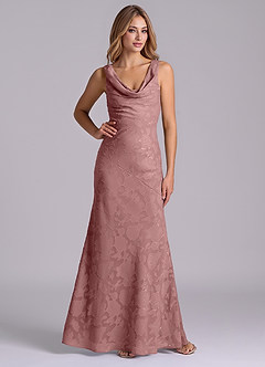 Azazie Rylina Final Sale Dusty Rose Mermaid Floral Burnout Dress image4