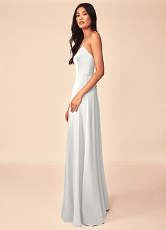 Azazie Mei Abiti da Damigella Abito A-Line in Raso Elasticizzato con Scollo a V Bianco image4