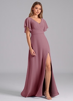 Azazie Ambrosia Bridesmaid Dresses Vintage Mauve A-Line Pleated Chiffon Dress image5