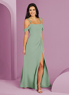 Barbie ♥ Azazie Jurken voor bruidsmeisjes Jurk van Chiffon met A-Lijn Off the Shoulder Agave image3
