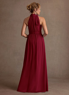Azazie Antoinette Mother of the Bride Dresses Burgundy A-Line Pleated Chiffon Dress image2