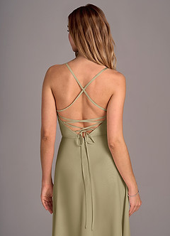 Azazie Mei Bridesmaid Dresses Moss Green A-Line Chiffon Dress image2