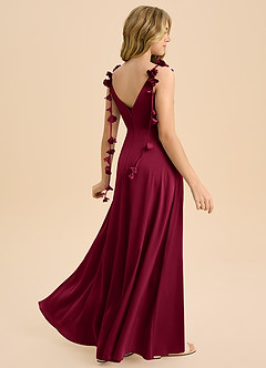 Azazie Gumdrop Junior Empire Plissee Stretch-Satin Kleid Burgunderrot image1