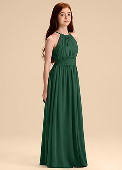 Azazie Malone Junior Vestido de Verde Oscuro de Gasa de Corte en A con Plisado image5