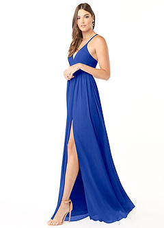Azazie Aaida Bridesmaid Dresses Royal Blue A-Line Corset Chiffon Dress image4