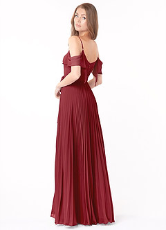 Azazie Lyney Final Sale Pomegranate A-Line Off the Shoulder Chiffon Dress image4