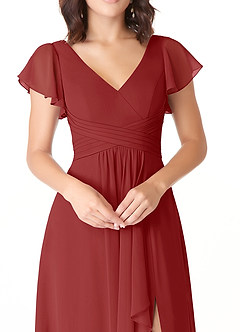 Azazie Omari Bridesmaid Dresses Rust A-Line Chiffon Dress image5