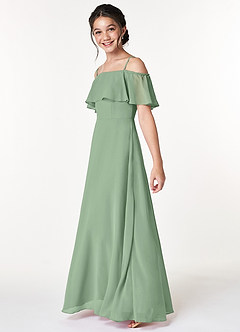 Azazie Maggie Junior Matcha A-Line Off the Shoulder Chiffon Dress image5