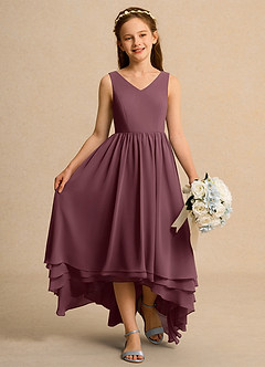 Azazie Kitten Girls Formal Flower Girl Dresses Sangria A-Line Chiffon Dress image4