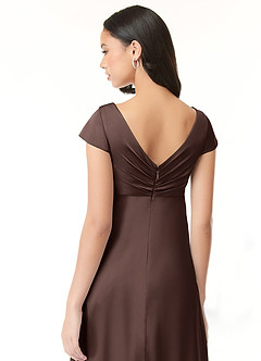 Azazie Allessia Suknie dla druhen ciążowych Linia A Pofałdowany Satyna elastyczna Długość podłogi Sukienka image7