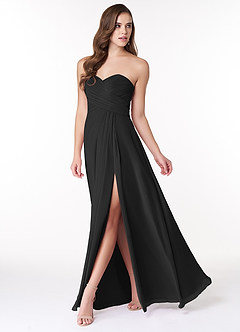 Azazie Arabella Allure Abiti da Damigella Abito Convertibile A-Line in Chiffon Scollo a Cuore Nero image3
