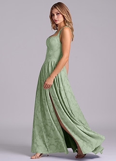 Azazie Francis Robes de demoiselle d'honneur Robe Trapèze en Blumen-Burnout Corset Vert Sauge image5