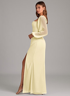 Azazie Brixley Robes de demoiselle d'honneur Robe Sirène en Mousseline de soie Manche longue Sorbet Citron image3