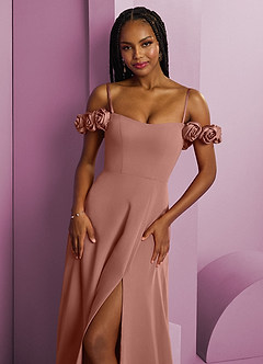 Barbie ♥ Azazie Bridesmaid Dresses Cedar Rose A-Line Off the Shoulder Chiffon Convertible Dress image3