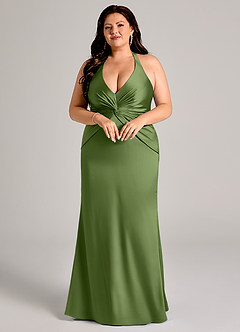 Azazie Valerie Suknie dla druhen Syrena Pofałdowany Satyna elastyczna Do ziemi Sukienka image9