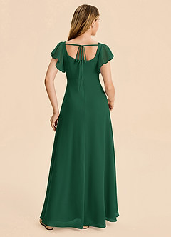Azazie Noah Junior Vestido Verde Oscuro de Gasa de Corte en A con Drapeado image2