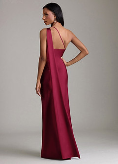 Azazie Galinda Brudtärnklänningar Klä av Sjöjungfru i Stretch Satin Ena axeln Bourgogne image6