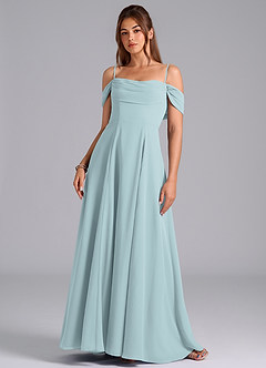 Azazie Almina Bridesmaid Dresses Mist A-Line Off the Shoulder Chiffon Convertible Dress image4