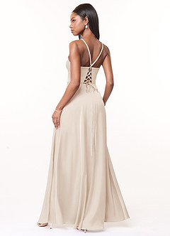 Azazie Maksim Bridesmaid Dresses White Alabaster A-Line V-Neck Stretch Satin Dress image2