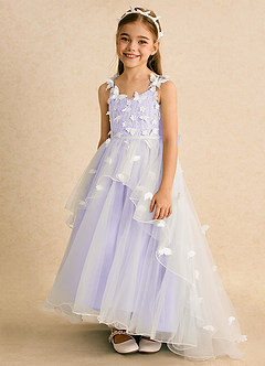 Azazie Darlina vestidos de niña de las flores Vestido de Marfil Lila de Tul de Princesa con Encaje image6