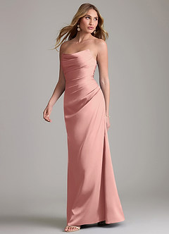 Azazie Lucille Bridesmaid Dresses Rosette Mermaid Strapless Stretch Satin Convertible Dress image3