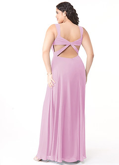 Azazie Nahrin Brautjungfernkleider A-Linie V-Hals Gefaltet Chiffon Kleid Bonbonrosa image10