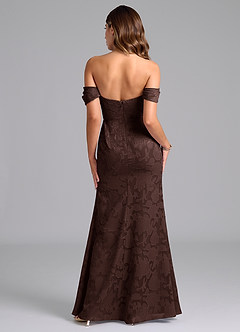 Azazie Saige Bridesmaid Dresses Ganache A-Line Off the Shoulder Floral Burnout Convertible Dress image6
