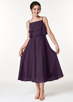Azazie Ensley Junior Plum A-Line Pleated Chiffon Dress image1