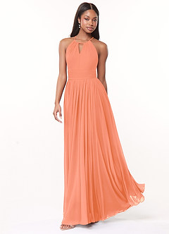 Azazie Cherish Bridesmaid Dresses Sunset A-Line Pleated Chiffon Dress image3