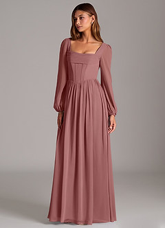 Azazie Hattie Bridesmaid Dresses Desert Rose A-Line Corset Chiffon Dress image1