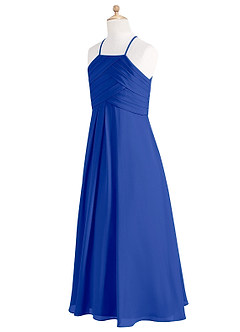 Azazie Ginger Junior Royal Blue A-Line Pleated Chiffon Dress image9