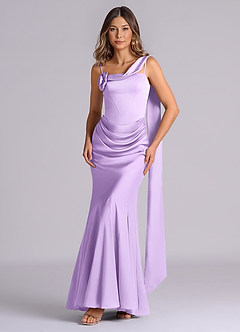 Azazie Inara Bridesmaid Dresses Lilac Mermaid Pleated Stretch Satin Dress image1