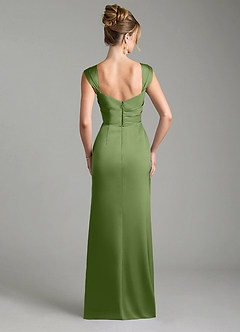 Azazie Filippa Robes de demoiselle d'honneur Robe Trapèze en Satin extensible Plissé Genévrier image2