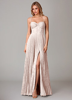 Azazie Akiko Bridesmaid Dresses Blushing Pink A-Line Sweetheart Neckline Floral Burnout Dress image3