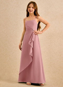 Azazie lolly Girls Formal Flower Girl Dresses Dusty Rose A-Line Pleated Chiffon Dress image5