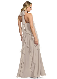 Azazie Velma Bridesmaid Dresses Frost A-Line Side Slit Chiffon Dress image2