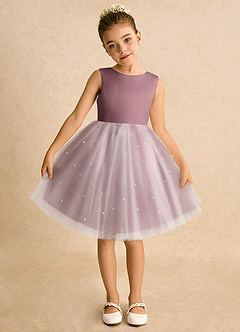 Azazie Esme Robe Demoiselle D'honneur Fillette Robe Princesse en Tulle Arc Mauve Vintage image6