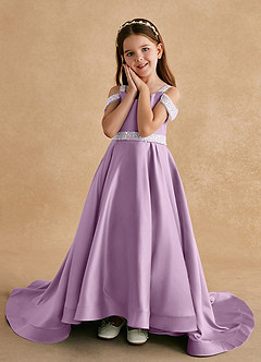 Azazie Jodi Flower Girl Dresses Wisteria A-Line Matte Satin Dress image5