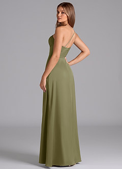 Azazie Trina Brautjungfernkleider A-Linie One-Shoulder Stretch-Satin Kleid Pistazie image6