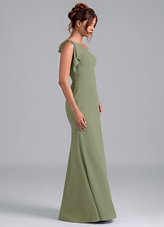 Azazie Rinna Jurken voor bruidsmeisjes Jurk van Chiffon met Zeemeermin One-Shoulder Pistache image5