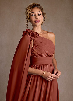 Azazie Lancaster Mother of the Bride Dresses Auburn A-Line One Shoulder Chiffon Dress image4