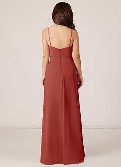 Azazie Kaylee Junior Terracotta A-Line with Belt Chiffon Dress image2