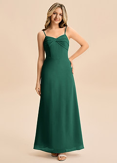 Azazie Jordyn Junior A라인 스윗하트 네크라인 쉬폰 플로어 길이 주니어 신부 들러리 드레스 image3