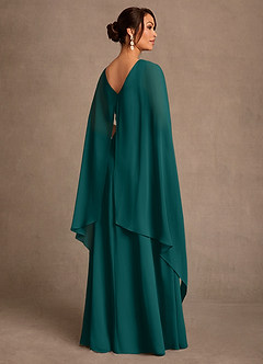 Azazie Liddie Mother of the Bride Dresses Peacock A-Line Pleated Chiffon Dress image3