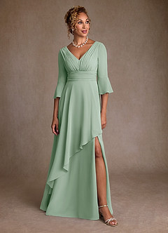 Azazie Eire Kleider für die Brautmutter A-Linie Plissee Chiffon Kleid Agave image4