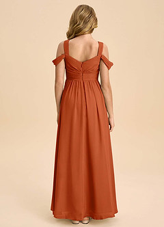 Azazie Lianne Junior Burnt Orange A-Line Off the Shoulder Chiffon Dress image7