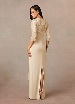 Azazie Poe Mother of the Bride Dresses Champagne Sheath Lace Dress image4