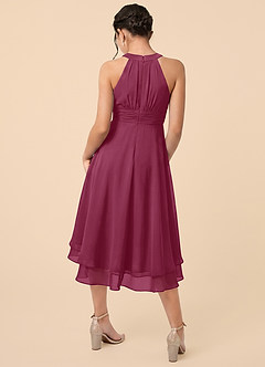 Azazie Linna Junior Mulberry A-Line Pleated Chiffon Dress image2