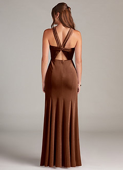 Azazie Rue Bridesmaid Dresses Umber A-Line Pleated Velvet Dress image5